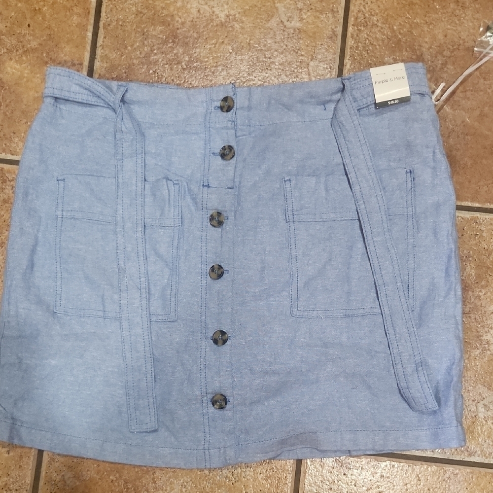 Purple & More Blue Button-Front Women's Skirt Womens Size Large